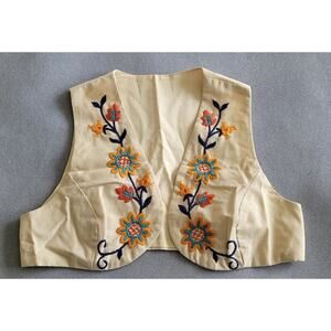 Vintage 1960's/ Womens Bolero Vest, Hippie, Embroidered, Boho -- Sz Jr XS to Sm
